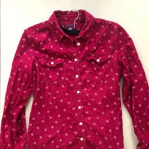 Tommy Hilfiger Patterned Crimson Corduroy Shirt, S